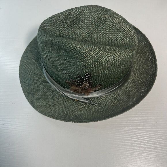 Stacy Adams Hat Size Small S Natural Fibre Straw Green  Hat - Picture 1 of 8